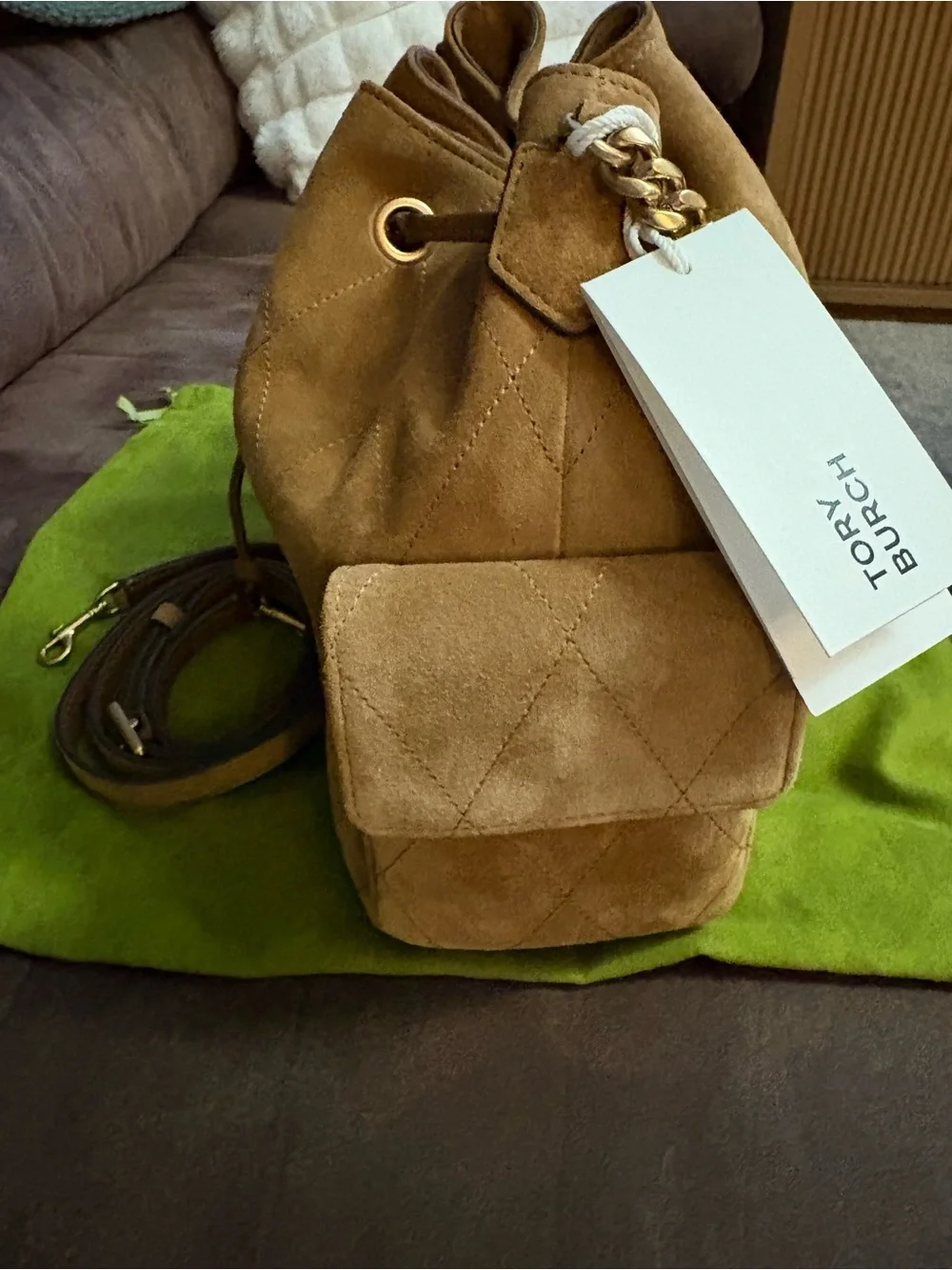 Tory Burch Charlie in Tan Suede NWT